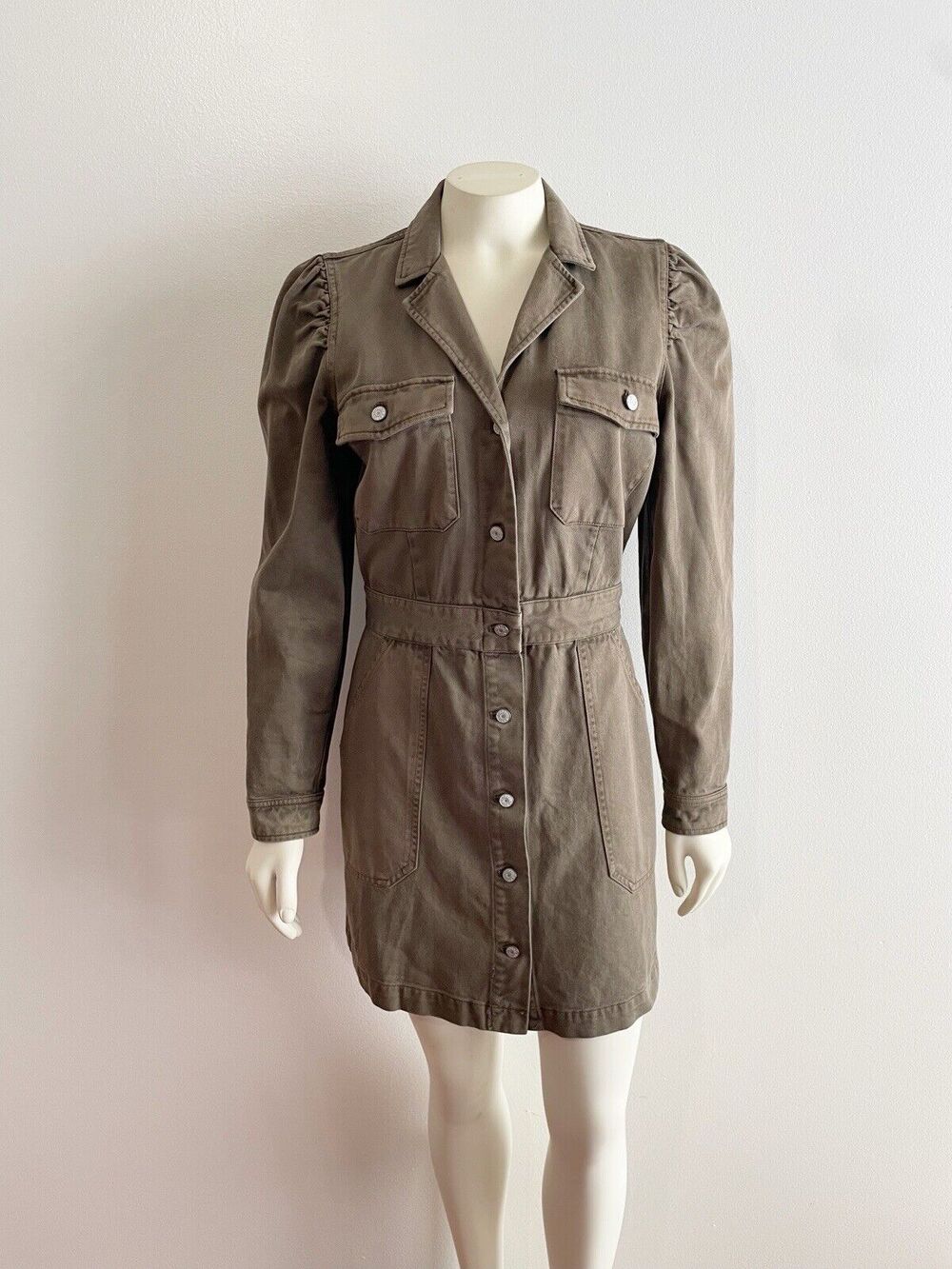 Rails Lisette Shirt dress Women’s Extra Small Green Moss Buttons Long Sleeve